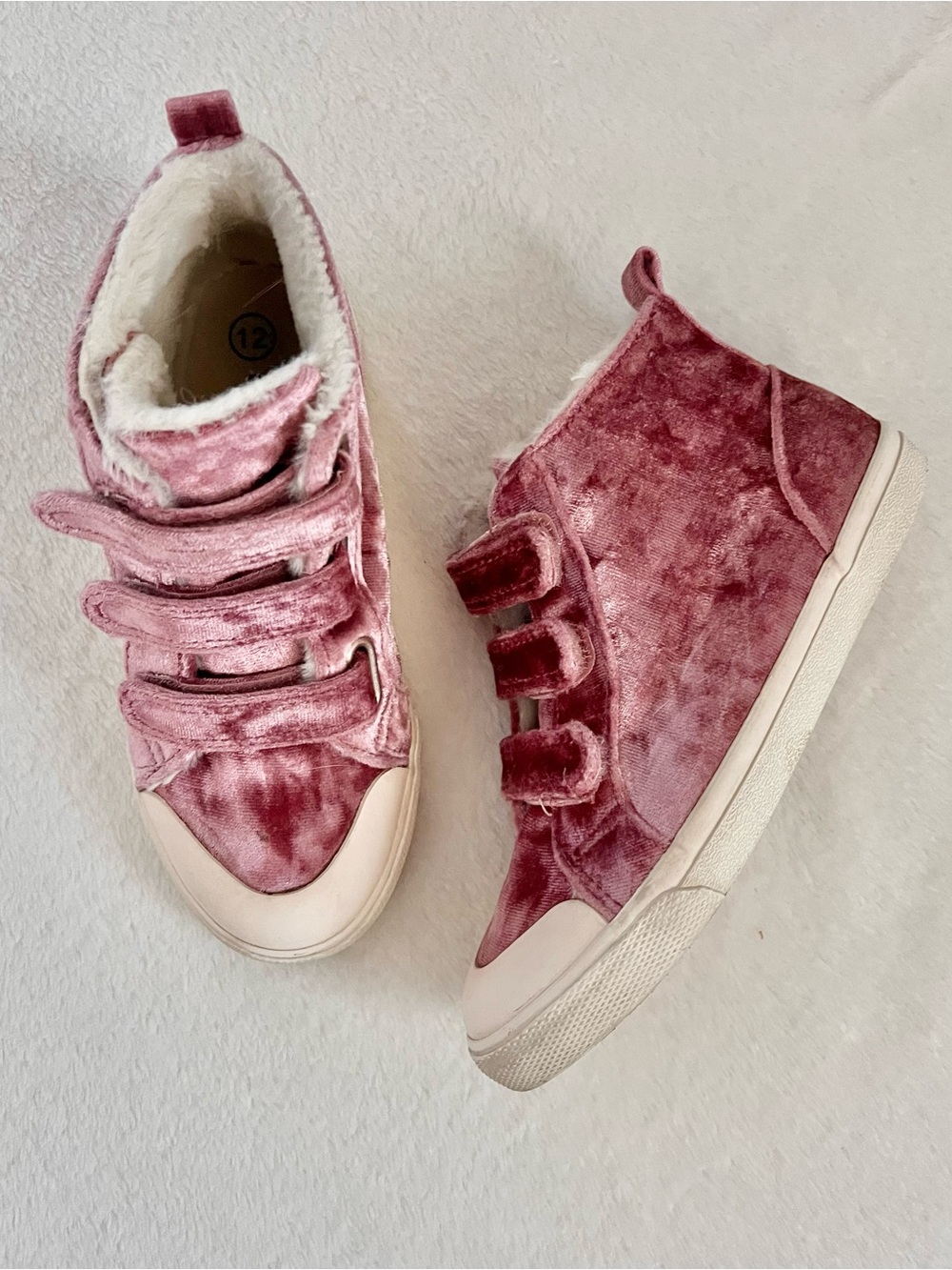 Cat & Jack Pink Velvet High-Top Sneakers - size 12
